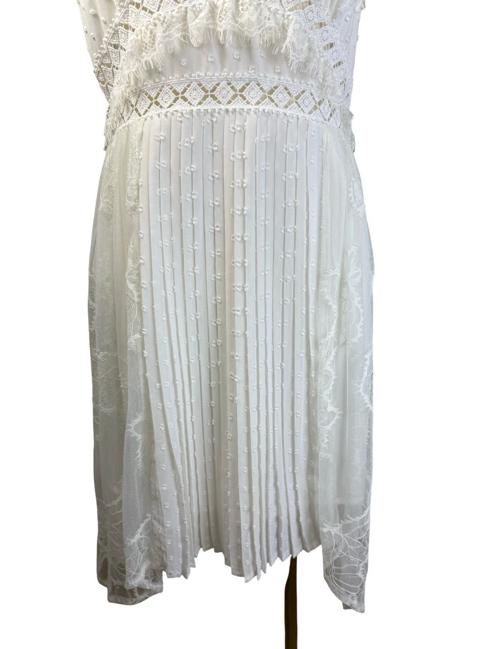 Foxiedox Babette Sleeveless Lace Insert Pleated Mini Dress - Picture 6 of 10